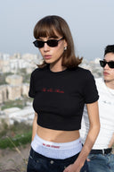 Rib Embroidered Logo Tee – Black