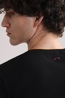 Rib Embroidered Logo Tee – Black