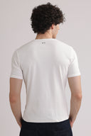 Rib Embroidered Logo Tee – White