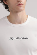 Rib Embroidered Logo Tee – White