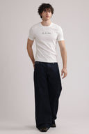 Rib Embroidered Logo Tee – White