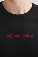 Rib Embroidered Logo Tee – Black